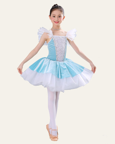 Leotard Ballet Tutu Costume - Blue Multi Color for Girls