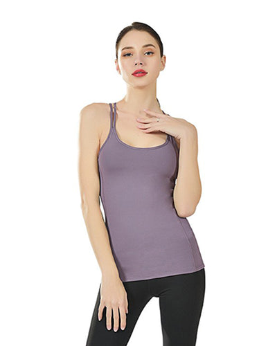 Traditional Sports Tank Top with Removable Padding - Purple for Women's 