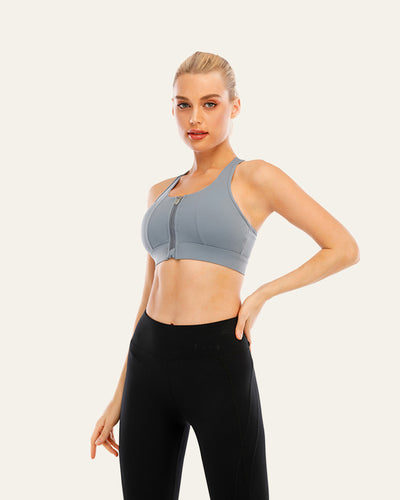 Sports Fitness Crop Tank Top with Inner Padding - Blue