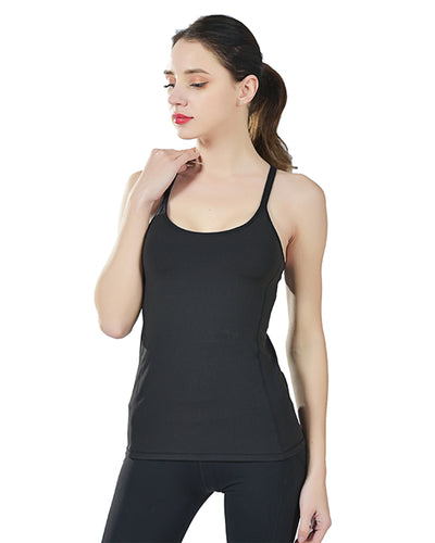 Traditional Sports Tank Top with Removable Padding - Black for Women
