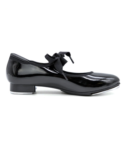 PU Leather with patent ribbon tie tap shoes for women and men 